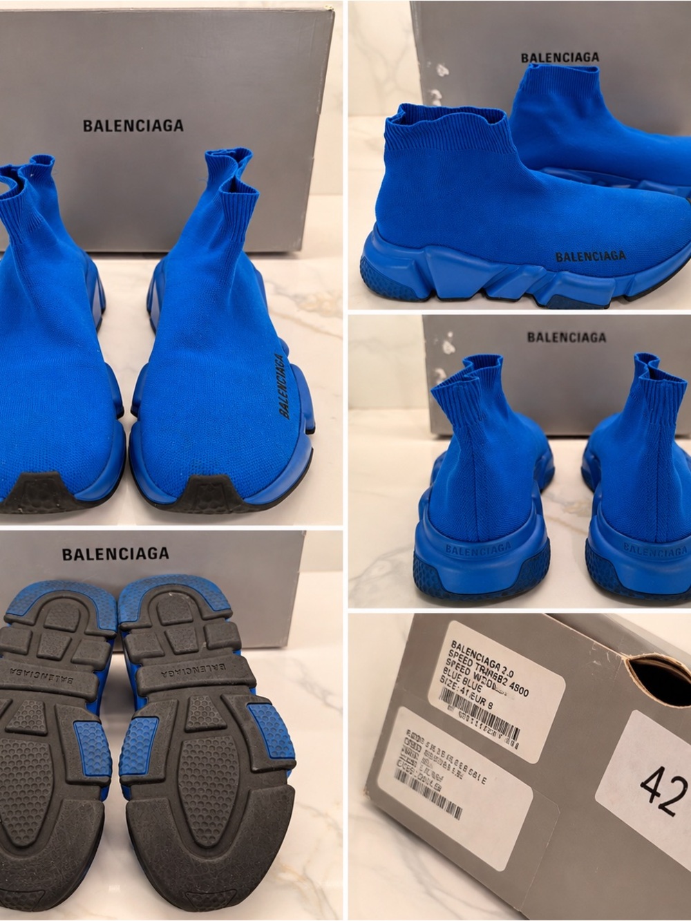 Balenciaga Kids Royal Blue Speed Trainer Sock Sneakers 38